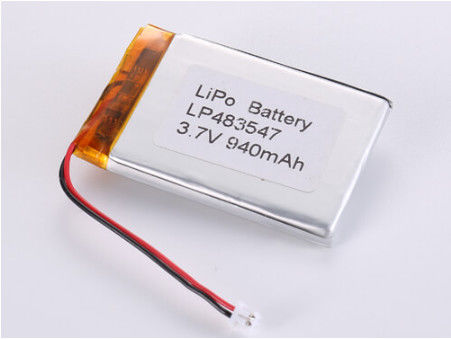 comprare LP483547 3.7V 940MAH Lithium Polymer Battery with ROHS Certification and Wide Temperature Range online manufacture