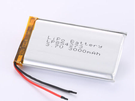 comprare LP854273 3.7V 3000MAH Batteria polimerica al litio CC/CV Metodo di ricarica Protezione da sovraccarico JST/Tipo di connettore personalizzato fabbricazione online