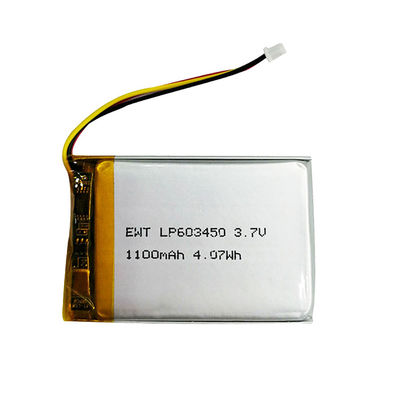 Batteria polimerica al litio nera ricaricabile 3.7v 1100mah