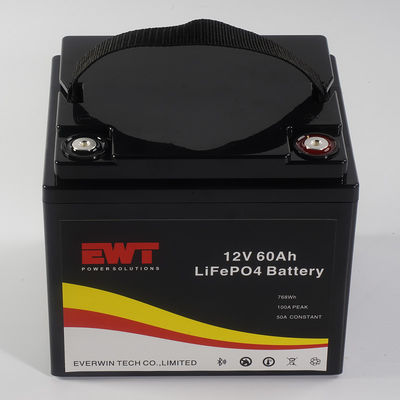 Logo personalizzato 12V 60AH LiFePo4 Batteria Scatola di stoccaggio Cassa metallica per luce LED 4000 cicli di lavoro