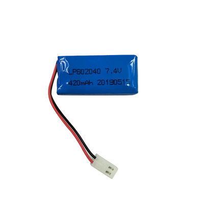 LP602040 7.4V 420MAH Batteria polimerica al litio con corrente di carica a 0,2 C e PCM inclusa