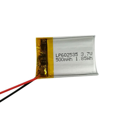 LP602535 3.7V 500mAh Batteria polimerica al litio con certificazione IEC62133 e corrente di scarica 1C