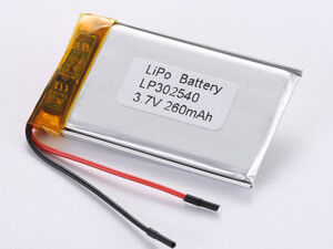 LP302540 3.7V 260MAH Batteria al litio polimerico ad alta velocità Impatto ambientale Contiene materiali tossici 12 mesi di garanzia