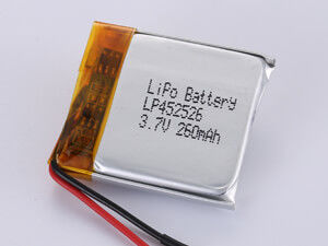 3.7V LP452526 260MAH Batteria polimerica agli ioni di litio di lunga durata Densità energetica 150-200 Wh/kg Temperatura di scarica -20°C a 60°C