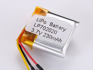 LP702020 3.7V 230MAH Batteria polimerica al litio con tipo di immagazzinamento Pcm -10C -65C