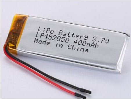 Foglio d'argento e PVC trasparente LP452050 3.7V 400MAH 50 mm filo rosso polimero ioni di litio Cella ricaricabile campione di accettazione