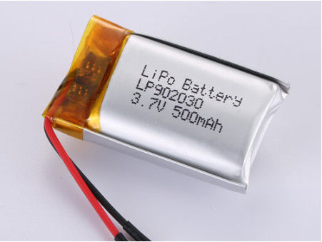 LP902030 3.7V 500MAH LiPo Pack ad alta capacità CC/CV Metodo di carica e chimica dei polimeri di litio