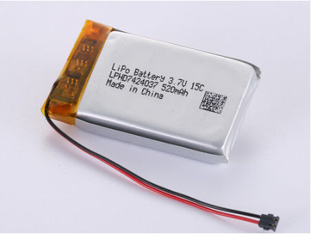 Batteria polimerica al litio argento LPHD7424037 3.7V 520MAH con protezione PCB