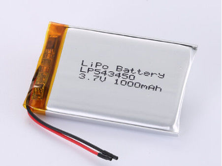 LP543450 3.7V 1000MAH Batteria agli ioni di litio di grado A per applicazioni a pulsanti certificata RoHS e tasso di scarica massimo di 1C
